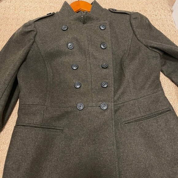 Banana Republic Melton Wool Long Military Jacket Green - SP - Picture 13 of 16